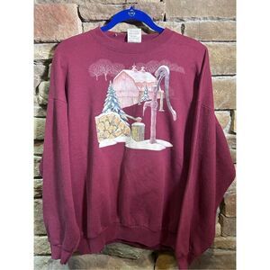 Vintage 1990s Winter Nature Cute Cozy‎ Sweatshirt Crewneck